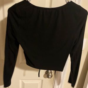 Windsor Black Long Sleeve Going Out Crop Top